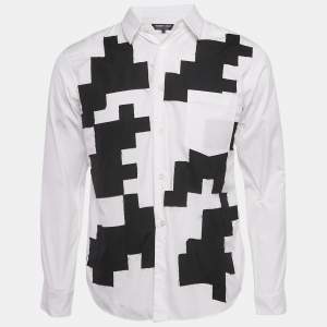 Pre Owned Comme des Garcons White Patch Work Cotton Shirt S