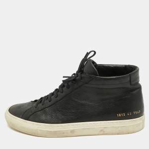 Common Projects Black Leather High Top Sneakers Size 43