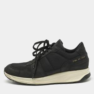 Common Projects Black Nubuck Leather and Suede Track Classic Lace Up Sneakers Size 43
