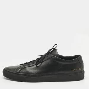Pre Owned Common Projects Black Leather Achilles Lace Up Sneakers Size 47