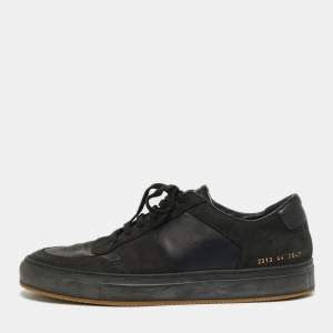 Pre Owned Common Projects Achilles Size 44 Black Leather and Nubuck Leather Lace Up Sneakers
