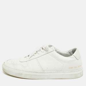 Pre Owned Common Projects BBall Size 44 White Leather Bumpy Lace Up Sneakers