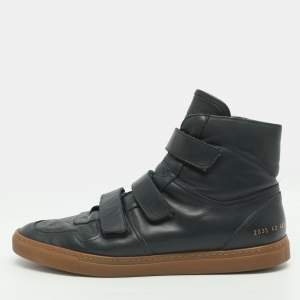 مملوكة مسبقًا Common Projects Size 43 Navy Blue Leather Velcro High Top Sneakers