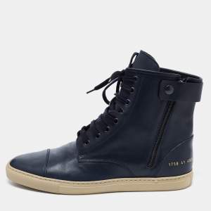 Common Projects Blue Leather Ankle Length Boots Size 41