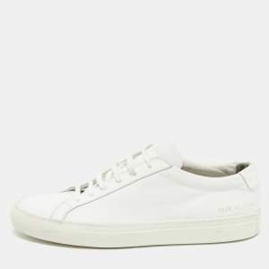  Common Projects White Leather Achilles Low Top Sneakers Size 44
