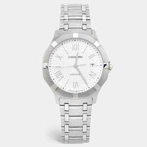 Concord Silver Stainless Steel Saratoga 02.1.14.1058 Men's Wristwatch 40 mm