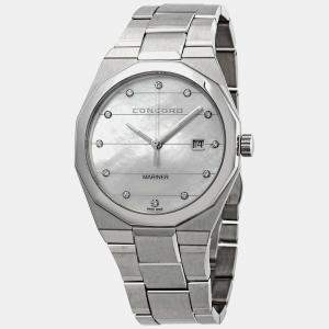 Concord White MOP Diamond  Stainless Steel Mariner 0320263 Quartz Men's Wristwatch 41 mm