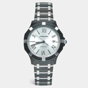 Pre Owned Concord Saratoga 02.1.36.1089 Silver Dial Two Tone Stainless Steel Men's Wristwatch 40 mm