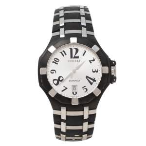 Concord Silver PVD Stainless Steel Rubber Saratoga 14.P1.1895.1 Men's Wristwatch 43 mm