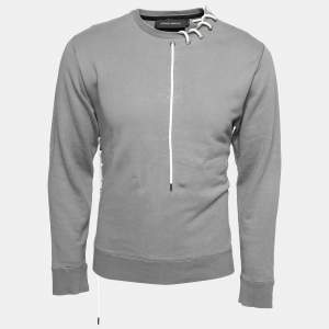 Craig Green Grey Cotton Lace-up Long Sleeve Crewneck Sweatshirt S