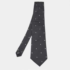 Pre Owned D&G Grey Patterned Silk Traditional Tie