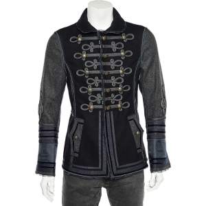 D&G Navy Blue & Grey Wool Napoleon Military Jacket S