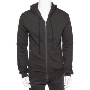 D&G Grey Cotton Zip Front Hooded Jacket M