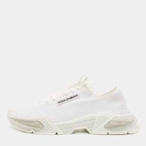 Pre Owned Dolce & Gabbana White Fabric Airmaster Low Top Sneakers Size 45