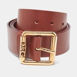 D&G Brown Leather Buckle Belt 95CM