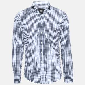 D&G Navy Blue Gingham Cotton Buttoned Up Shirt M