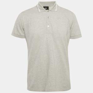 D&G Grey Cotton Pique Polo T-Shirt L