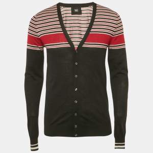 Pre Owned D&G Black Striped Cashmere Cardigan M