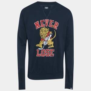 Pre Owned D&G Navy Blue Printed French Terry Pullover L