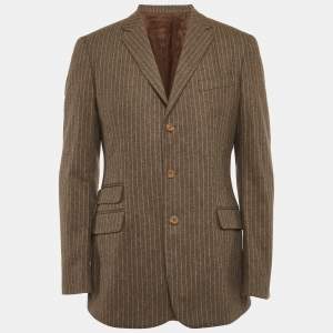Pre Owned D&G Brown Striped Wool Single Breasted Blazer L