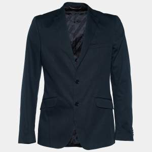 D&G Navy Blue Cotton Button Front Blazer L