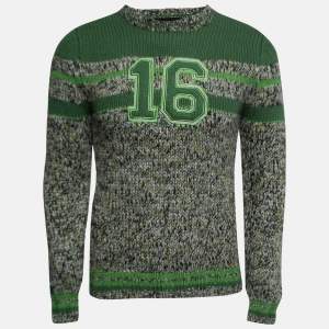 D&G Green & Grey Wool Knit Varsity Sweater S