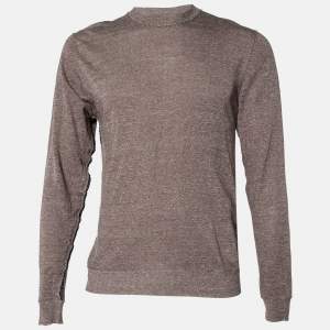 D&G Brown Mélange Linen Knit Round Neck Sweater S
