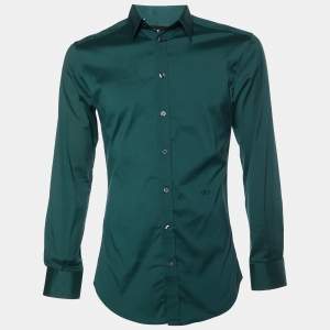 D&G Green Cotton Button Front Brad Fit Shirt M