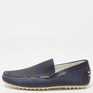 D&G Blue/Black Nubuck and Leather Slip On Loafers Size 42