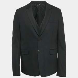 Pre Owned Diesel Black Gold Black Gabardine Vest Detail Blazer XL