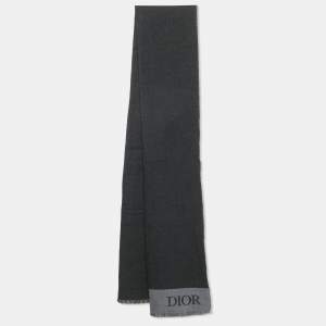 Pre Owned Dior Homme Grey Wool Echarpe Scarf