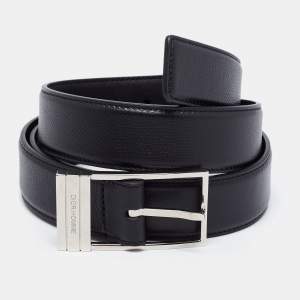 Pre Owned Dior Homme Black Leather Buckle Belt 90CM