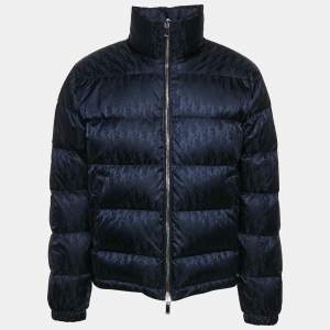 Dior Homme Navy Blue Oblique Pattern Nylon Puffer Jacket M