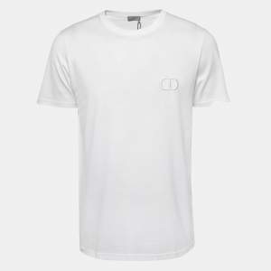 Dior Homme White CD Icon Embroidered Cotton Crew Neck T-Shirt M