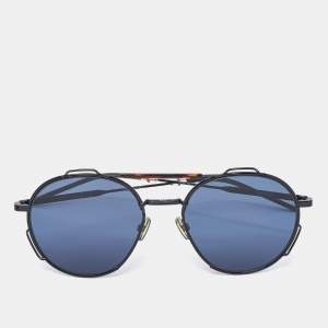 Pre Owned Dior Homme Black WR7A9 0234S Round Sunglasses