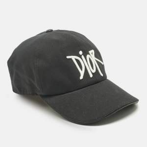 Pre Owned Dior Homme Black Logo Embroidered Cotton Baseball Cap S