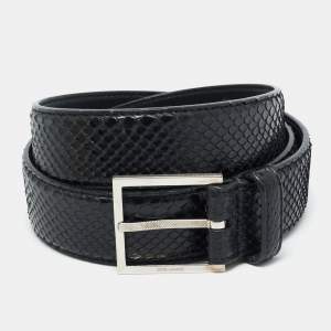 Pre Owned Dior Homme Buckle 95CM Belt Black Snakeskin 