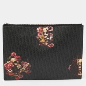 Dior Homme Multicolor Floral Skull Coated Canvas Document Holder