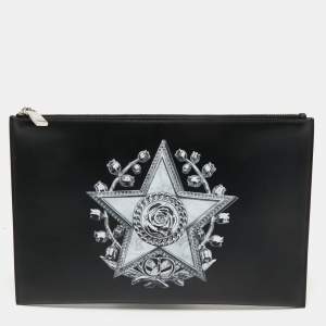 Dior Homme Black Printed Leather Zip Pouch