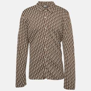 Dior Homme Brown Oblique Cotton Knit Shirt XXXL