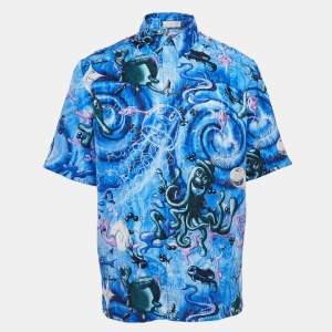 Dior Homme x Kenny Scharf Blue Swirl Sealife Satin Shirt L