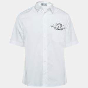 Dior Homme X Air Jordan White Logo Print Cotton Shirt M