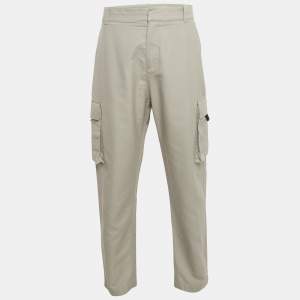 Dior Homme Grey Cotton Velcro Applique Cargo Pants XXL