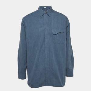 Dior Homme Blue Cotton Zip-Up Shirt XL