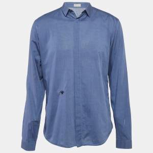 Dior Homme Blue Cotton Button Front Shirt L