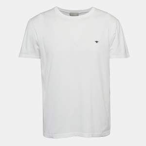 Dior Homme White Bee Embroidered Cotton Crew Neck T-Shirt L