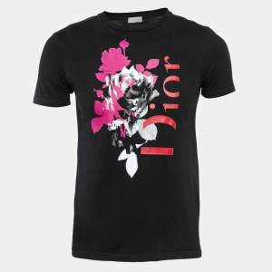 Dior Homme Black Floral Print Jersey T-Shirt XS