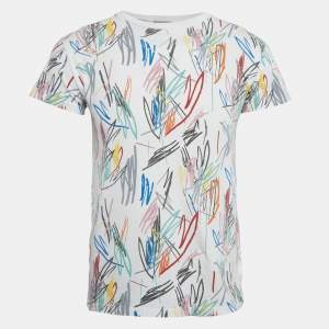 Dior Homme White Printed Cotton Short Sleeve T-Shirt XS