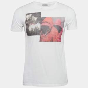 Dior Homme White Printed Cotton Jersey T-Shirt XS