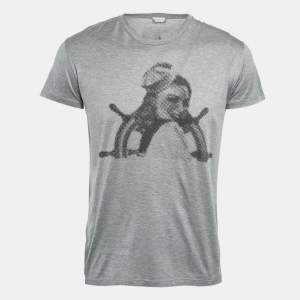 Dior Homme Grey Printed Cotton Jersey T-Shirt XS